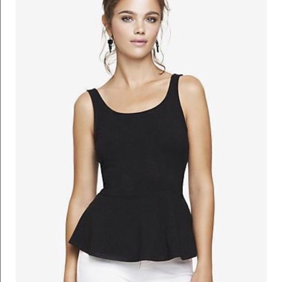Express Basic Peplum Tank Top - Black - Xsmall